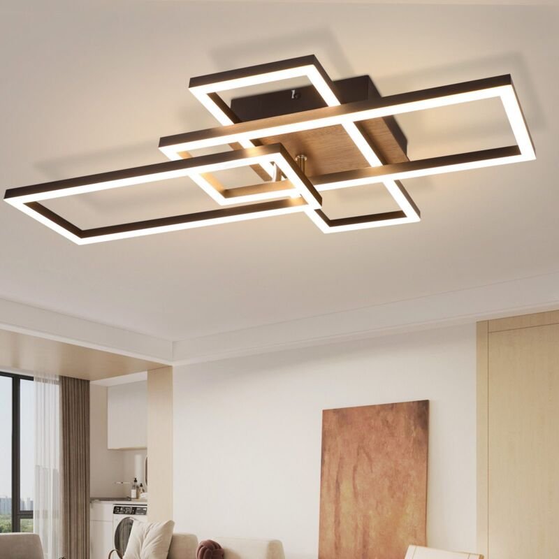 GBLY LED Deckenleuchte Deckenlampe Wohnzimmer - 3000K Holz Schwarz Wohnzimmerlampe Modern Schlafzimmerlampe Design Decke...