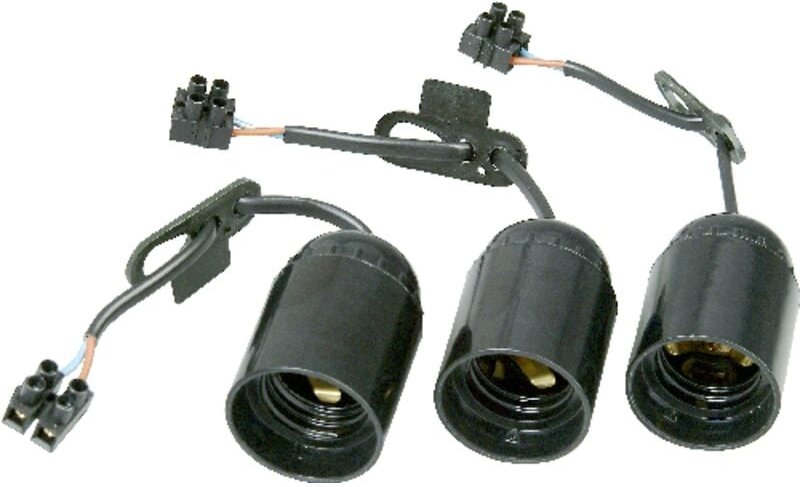 Renovier-Fassung E27 3er-Set Lüsterklemme, ohne Nippelgewinde, Kunststoff, Schraubbefestigung