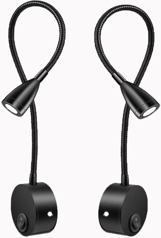 Grid Cool - Aiperq Nachttisch-Wandlampe, 2 Lichter, Leselicht, Schwanenhals, LED-Licht, 3 w, 3000 k