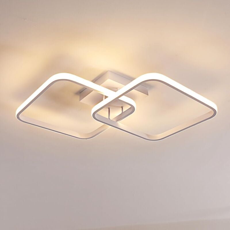 Goeco - Moderne LED-Deckenleuchte, Deckenleuchte mit 2 quadratischen Flammen, 50 w, 5600 lm, 3000 k warmes Licht, Acryl-...