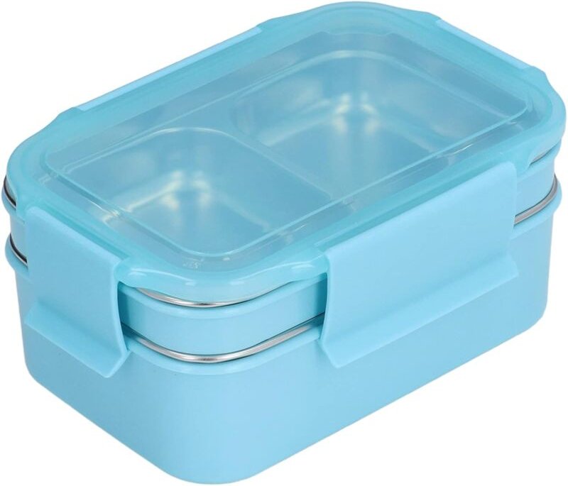 Memkey - Lunchbox aus Edelstahl 304, doppellagige Lunchbox, Lebensmittelaufbewahrung mit Fach für Erwachsene, Kinder, Bü...