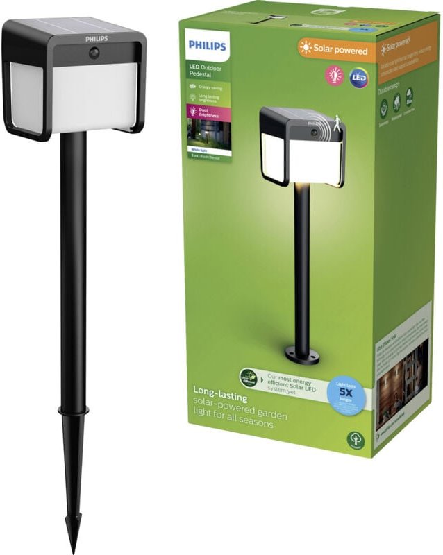 Led 929004631901 Ezra Solar-Außenstandleuchte led led fest eingebaut 1.8 w Schwarz - Philips