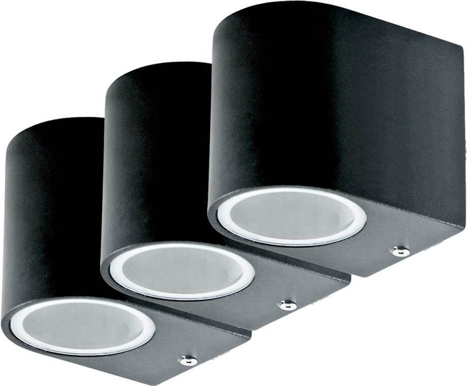 3er Set Down Leuchten Außen Wand Beleuchtung Garten Strahler ALU Fassaden Lampen schwarz IP44 Spot