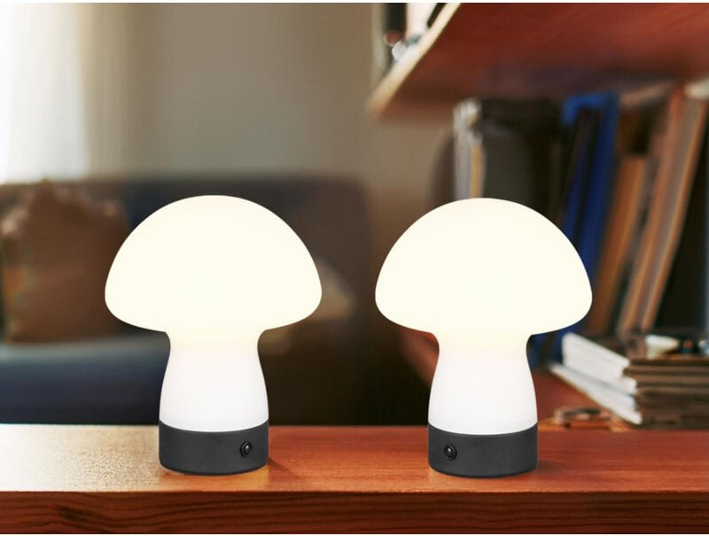 2er set kleine Akku Tischleuchten aus Glas Weiß satiniert, Höhe 18cm