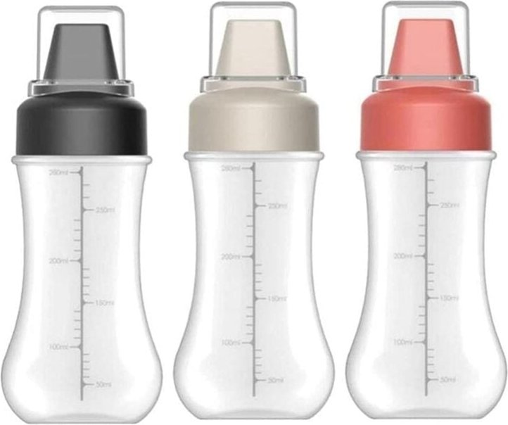 Tlily - Ketchup Squeeze mit Skala, 5-Loch-GewüRz-Squeeze-SprüHflasche, Multifunktionales GewüRzglas Dichtem Verschluss (...