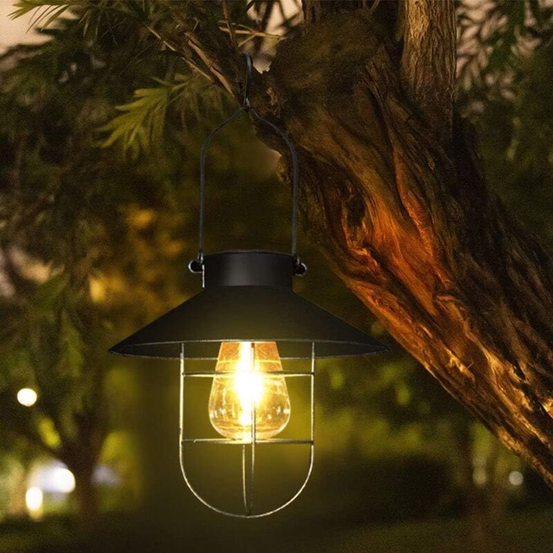 Crediri Solarlaterne für den Außenbereich, Solar-LED-Licht aus Metall im Vintage-Stil für Garten, Terrasse, Gemüsegarten...