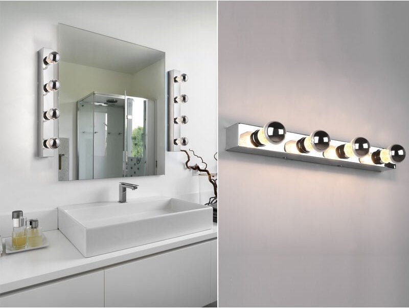 Retro led Badezimmer Wandleuchte in Chrom 55cm - Spiegelleuchte