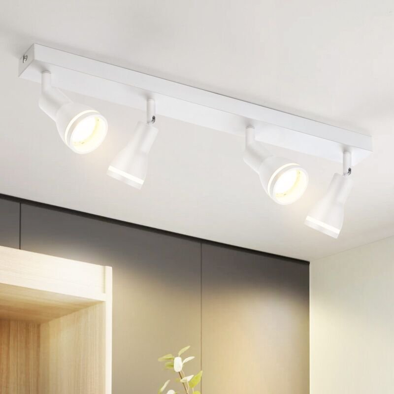 Led Deckenleuchte 4 Flammig Deckenstrahler: weiß Deckenlampe Spots GU10 Schwenkbar Wandstrahler Innen Metall Deckenspots...