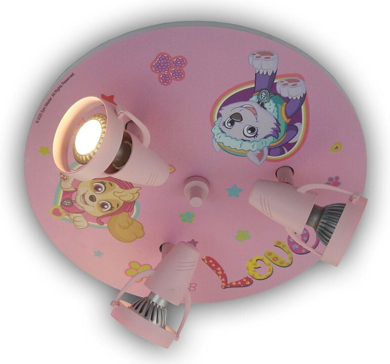 Niermann - Kinderzimmer Deckenstrahler Ø35cm paw patrol, 3 flammig, schwenkbare Spots, Rosa
