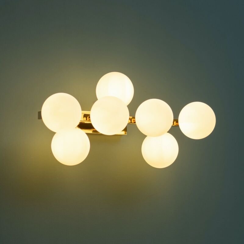 Kosilum - Große ausdrucksstarke goldene Wandleuchte mit weißem Glas - Ambrosia