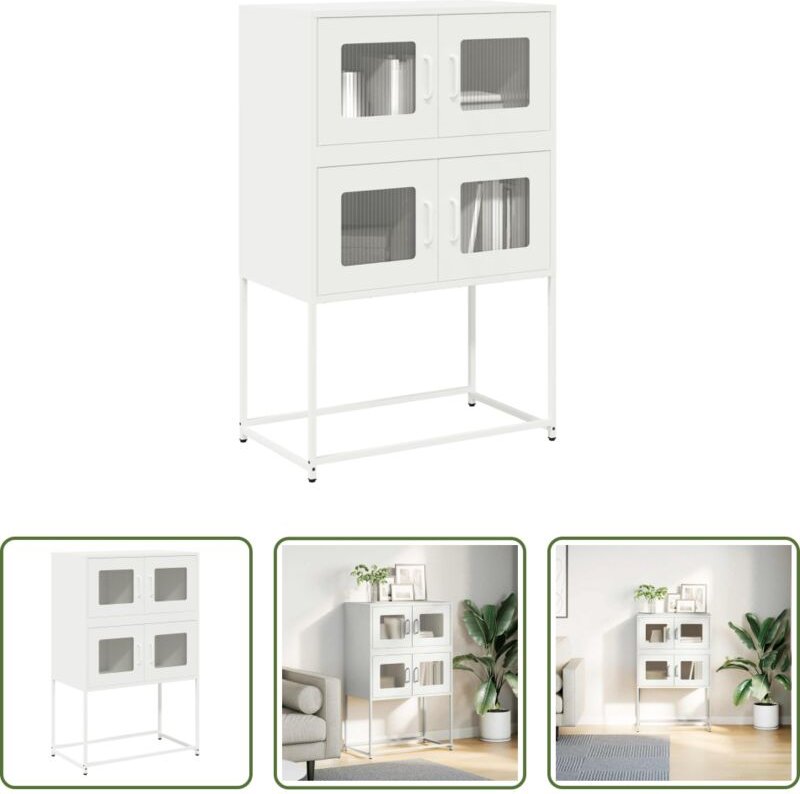 Stahl Schrank - Highboard Weiß 68x39x107 cm Stahl