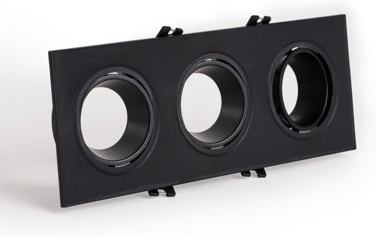 Ledkia - Downlight-Ring Eckig Schwenkbar für 3 LED-Glühbirnen GU10 / GU5.3 Schnitt 75x235 mm Schwarz