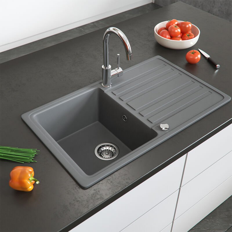 Thumbnail - Spülbecken , Grau, 76.5 x 46 cm mit Trockenplatz, Bergström