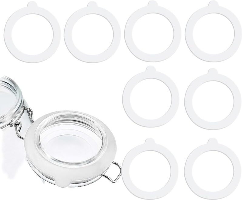 CCYKXA Set mit 8 Ersatz-Gummidichtungen für Gläser, weiße Gummidichtungen, Silikon-Glasdeckel zur Aufbewahrung von versc...