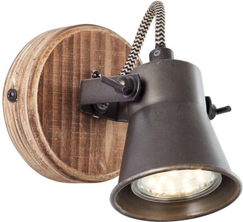 Brilliant - Lampe Seed Wandspot schwarz stahl/holz hell 1x PAR51, GU10, 5W, geeignet für Reflektorlampen (nicht enthalte...
