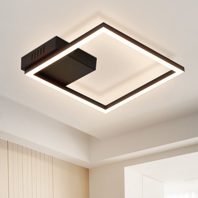Deckenleuchte led Gbly Deckenlampe Küche - Warmweiß Schlafzimmerlampe Schwarz Küchenlampe Modern Design 3000K 12W Quadra...