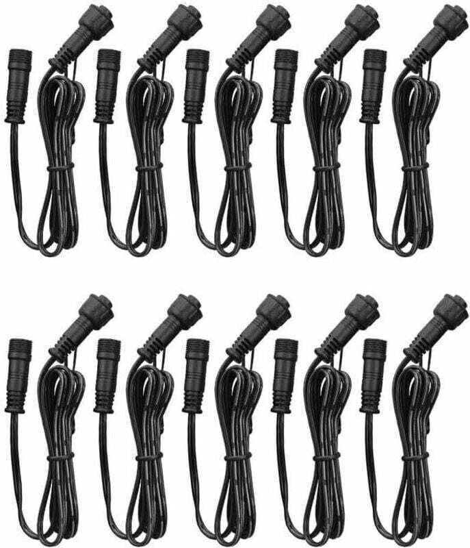 Verlängerungskabel, 10er-Pack, für LED-Einbaustrahler, IP67 wasserdicht, 1 m / 3,3 Fuß, 2-polig, mit Stecker und Buchse