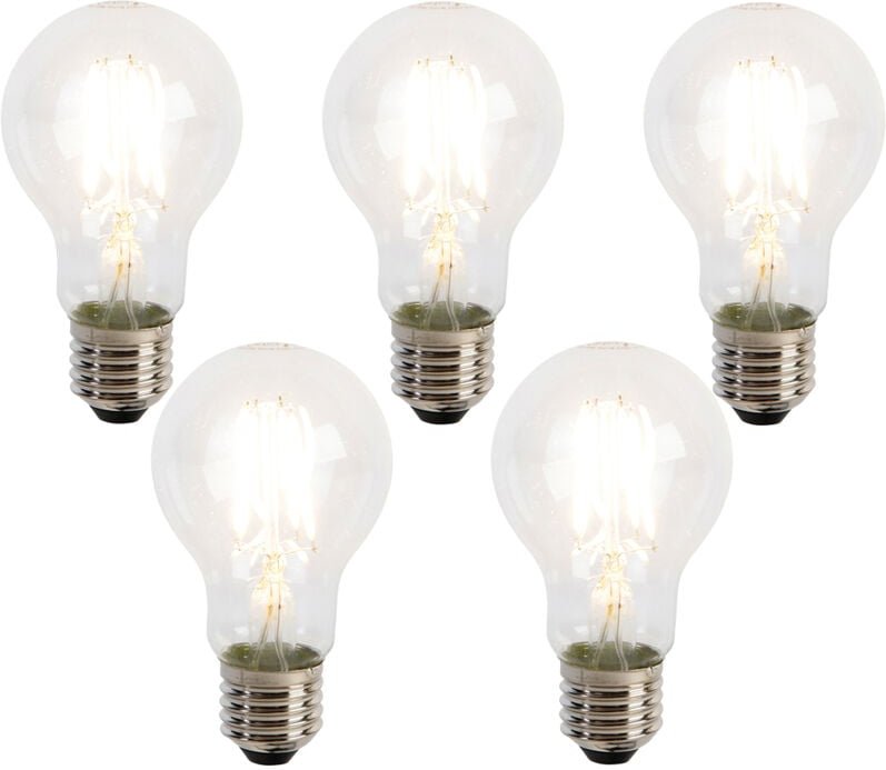 Luedd - Set mit 5 E27 led Filament Glühbirnen A60 Dämmerungssensor 4W 470lm 2700K