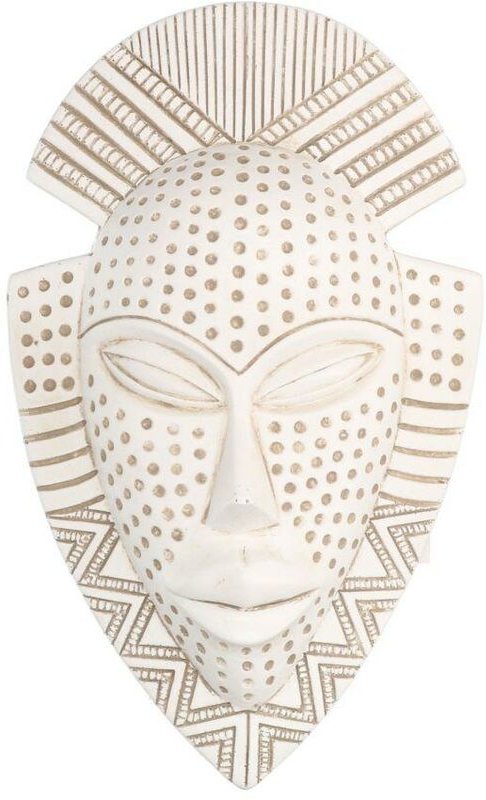Webmarketpoint - Afrikanische Frauenmaske aus weißem Harz, 15 x 25 x 7 cm