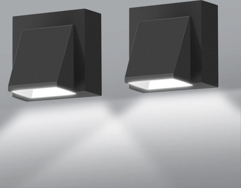 Goeco - 2 Stück Außenwandleuchte 5W led Wandlampe Kaltweiß 6000K Wasserdicht IP65 Für Eingang Korridor Hof Garten Terras...