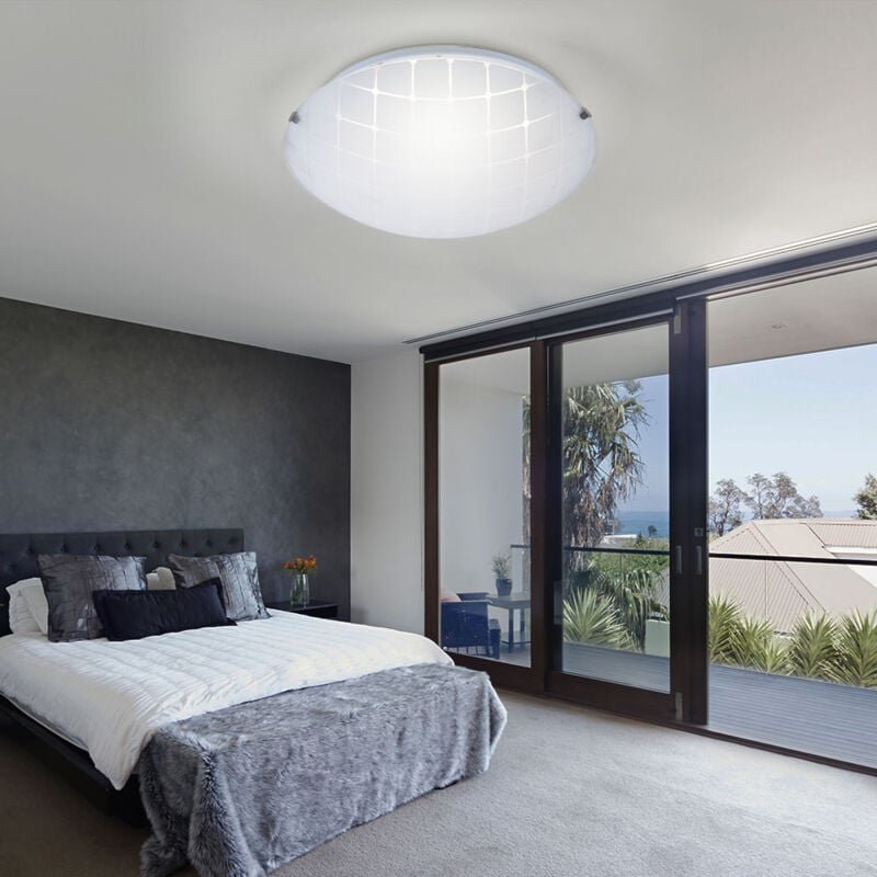 Globo Lighting - Deckenlampe Deckenleuchte Wohnzimmerleuchte Flurlampe Schlafzimmerlampe, Chrom Glas opal, led 8W 600Lm ...