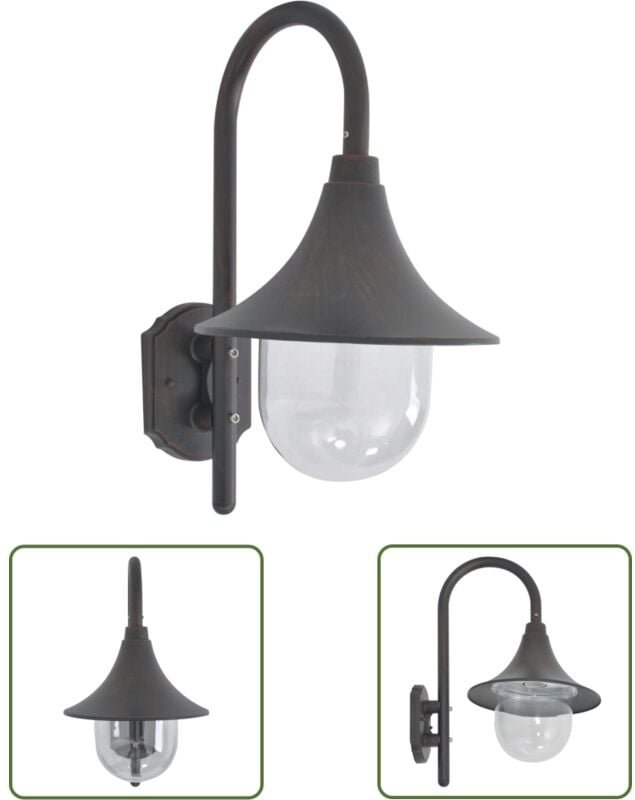 The Living Store Garten-Wandleuchte E27 42 cm Aluminium Bronze - Außenwandleuchte - Gartenleuchte - led Wandleuchte - Br...