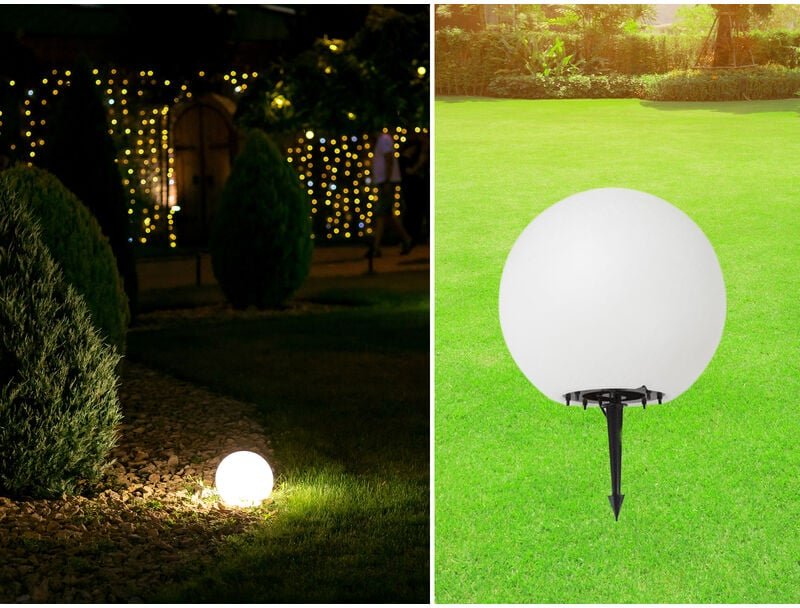 Meinewunschleuchte - Garten Kugelleuchte mit Erdspieß, 3m Kabel IP65 & smarter led, Ø38cm