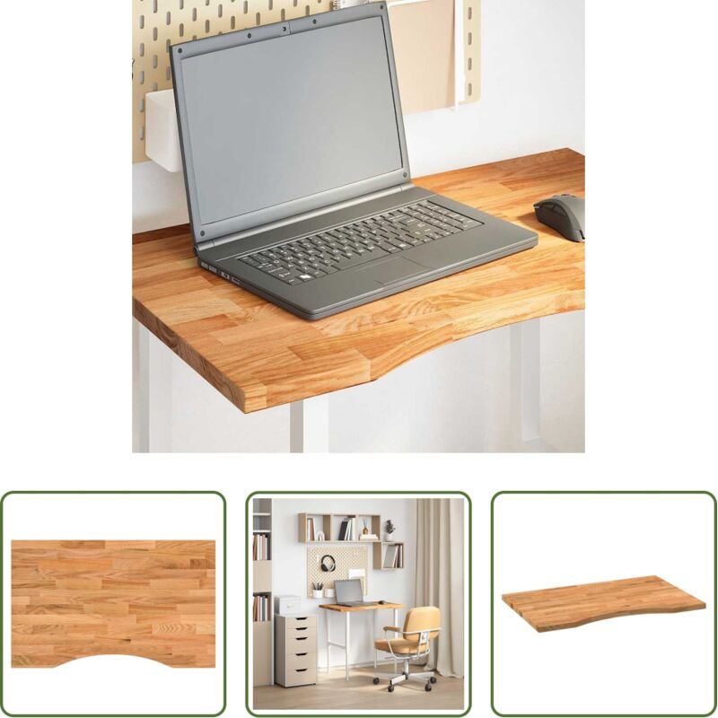 vidaXL Holz Tisch - Schreibtischplatte Hellbraun 80x60x2,5 cm Massivholz Eiche