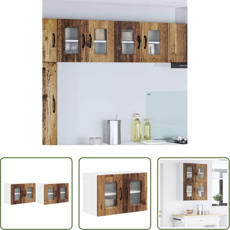 Holzschrank - Küchenschrank mit Speicher Kalmar 2 pcs Altholz 60 x 31 x 40 cm