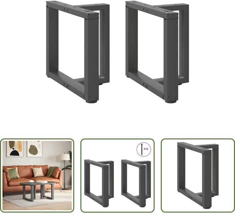 Tischbeine - Couchtischbeine T-Form 2 Stk. Anthrazit 50x25x(42-43) cm Stahl