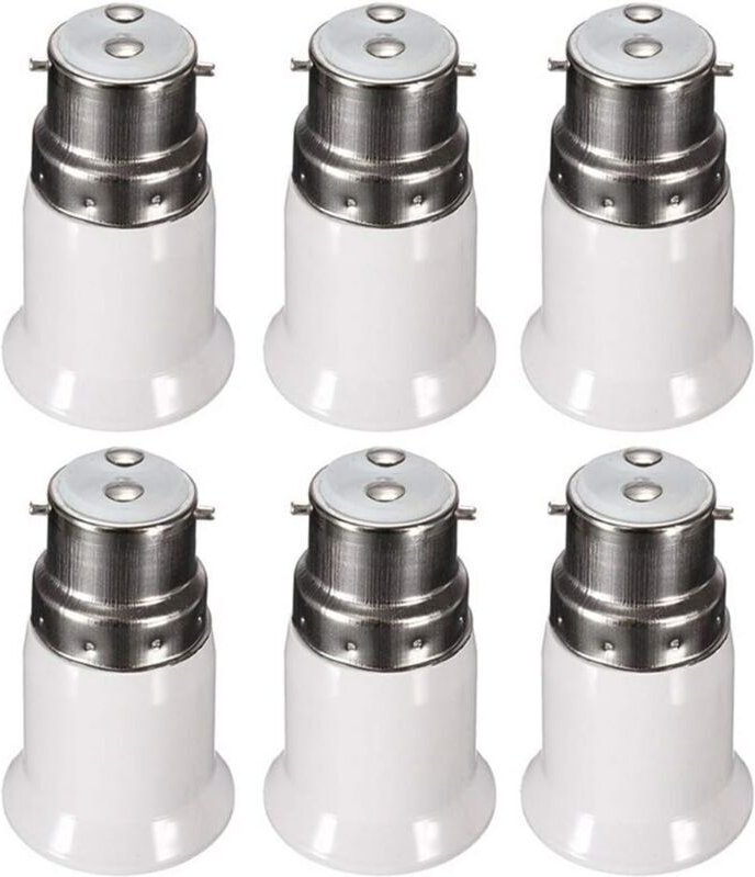 B22 auf E27 Adapterfassung für LED-Lampen, AC 230V, Umrüstadapter von B22 auf E27, Bajonett-Schraubfassung, 6er-Pack - R...