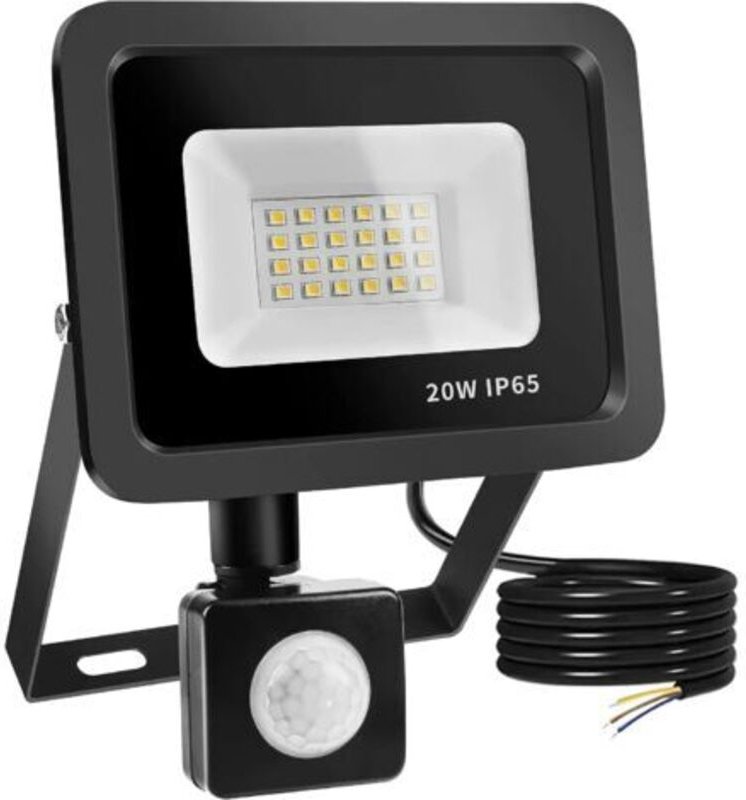 20-W-LED-Flutlicht mit Bewegungsmelder, 24-LED-Außenstrahler mit IP65-wasserdichtem Sensor, 6500K-LED-Flutlicht für Gart...