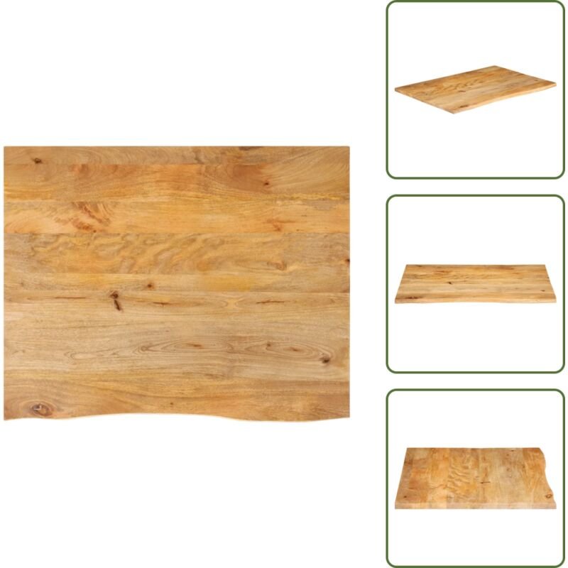Tischplatte mit Baumkante 90x80x3,8 cm Massivholz Mango - Holztischplatte - Mangoholztischplatte - Esstisch Platte - Tis...