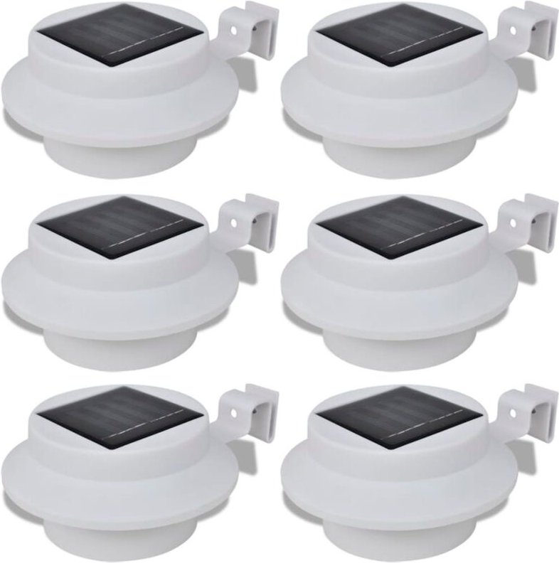 6x Außenlampe Sonnenlichtset Zaunlicht Dachrinne-Licht weiß Vidaxl