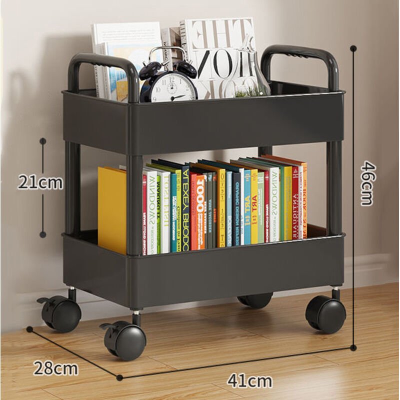 2-stöckiger Servierwagen – Für Küche, Bad, Kosmetik, Büro – Schwarz