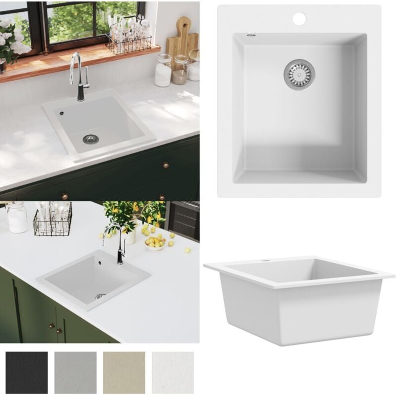 Granitspüle Einzelbecken Cremeweiß - - Home & Living