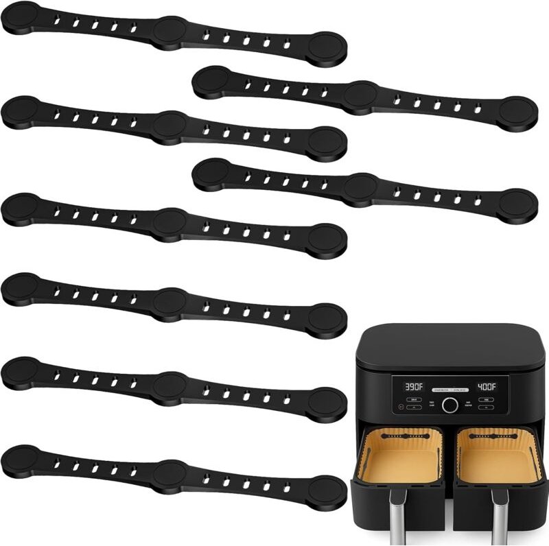 Thumbnail - 8 Stück Magnete für Airfryer Backpapier Silikon - 12cm Lang, Befestigung für Heißluftfritteuse Zubehör, Einfache Anwendu...