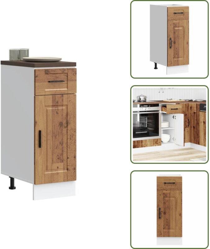 The Living Store Küchenunterschrank Porto Altholz-Optik Holzwerkstoff - Holzwerkstoff