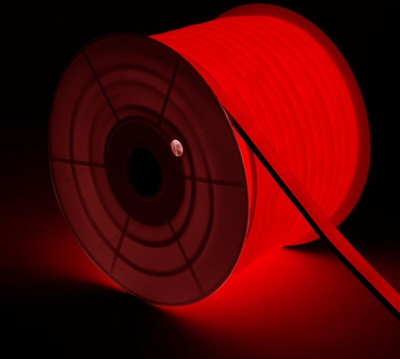 Thumbnail - LED-Streifenrolle Neon Dimmbar 220V 50m Rot Halbrund 180° 7.5W/m Schnitt 100cm IP67 Rot