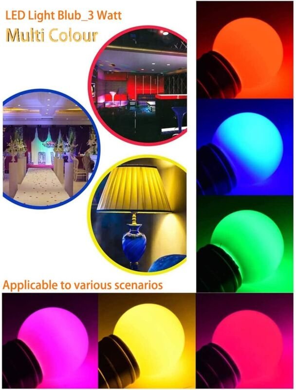 Thumbnail - Qiyao - B22 3 w Farb-LED-Glühbirnen, entsprechen 30 w, 240 lm, B22-Bajonettsockel-Glühbirnen, mehrfarbige LED-Lichterket...