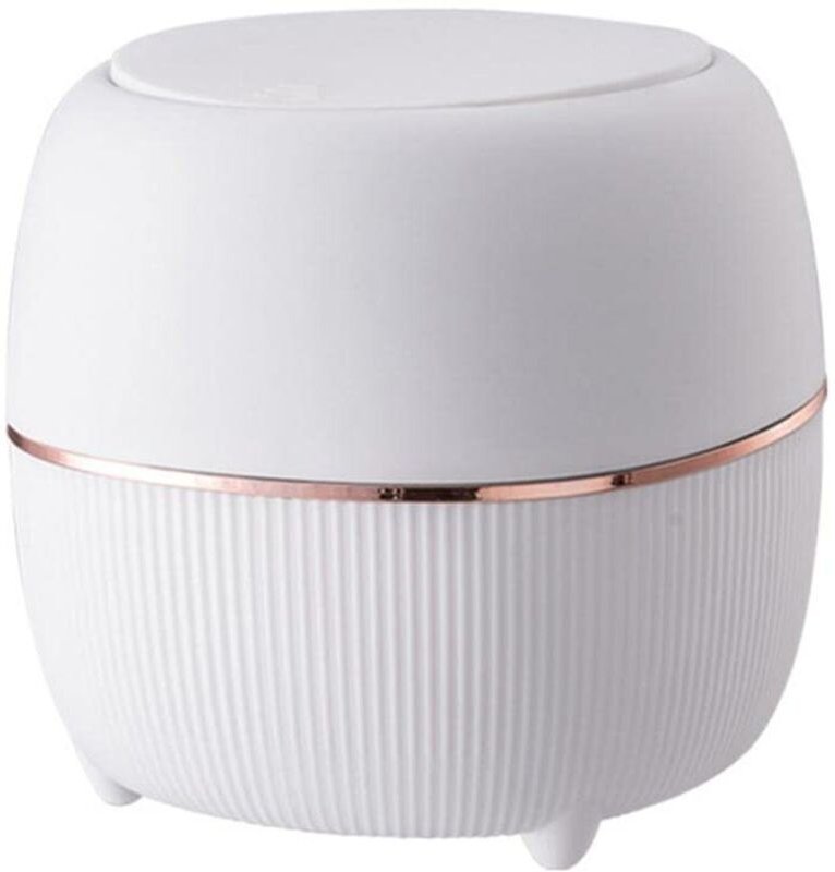 Kreativer Mini-Tischmülleimer aus Kunststoff mit Knopfdeckel – Kleiner Tischmülleimer für Büro, Schlafzimmer, Küche (Wei...