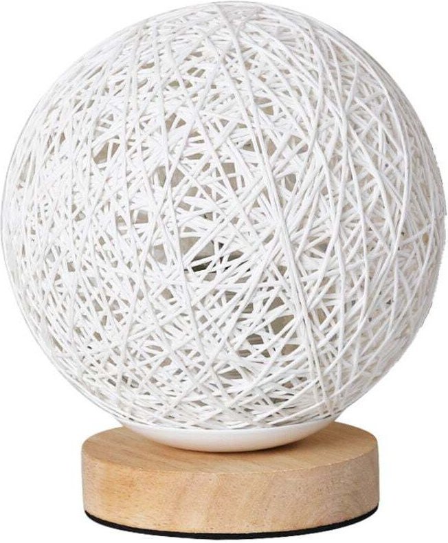 Kugelförmige LED-Nachttischlampe (15 cm Durchmesser) aus Rattan mit USB-Anschluss – 3-farbiges Ambiente-Nachtlicht mit D...