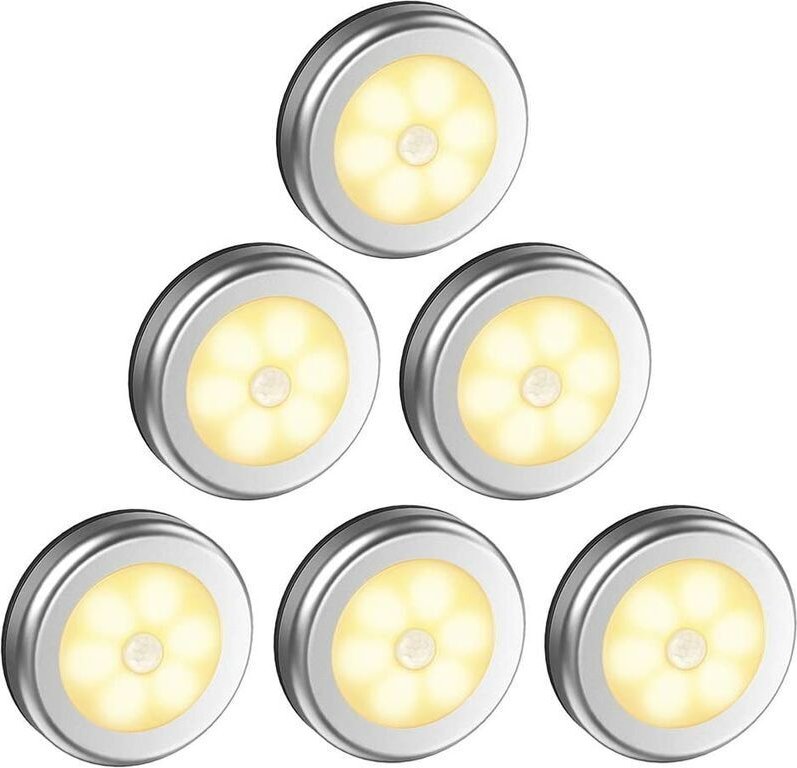 0,8-W-LED-Leuchte, gelb, 6 Stück, Treppenhausbeleuchtung, Flurbeleuchtung, Gangbeleuchtung, Magnetlampe, Vitrinenleuchte...