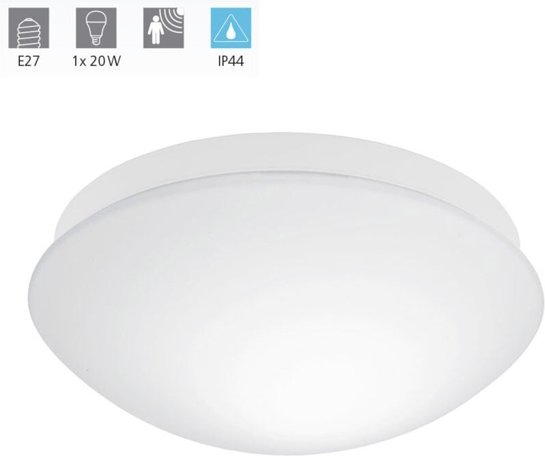 Eglo - Bad-Deckenleuchte Bari-M weiß Bewegungsmelder Deckenlampen & Kronleuchter