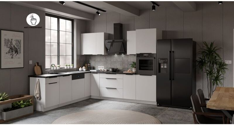 Winkelküche ARIA K-WH ECKE 2 - 250 x 270 cm Anti Fingerprint Küchenzeile Küchenblock Singleküche Einbauküche Küche Eckkü...