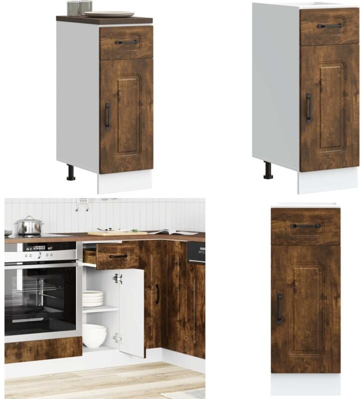 Küchenunterschrank Kalmar Räuchereiche Holzwerkstoff - Vidaxl