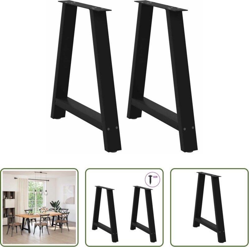 A-Form - Esstischbeine A-Form 2 Stk. Schwarz 80x(72-73) cm Stahl