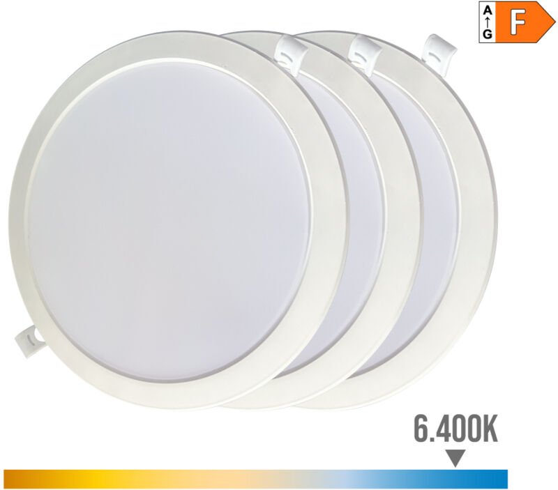EDM - Downlight led 31567 18 w ø 22 x 3,2 cm 3 Stück (6400 k) - Marke: Produkt - ean: 8425998315677