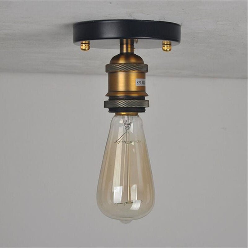 Axhup - Industriell Deckenlampe mit Edison E27 Lampe Metall Vintage Retro Lüster für Schlafzimmer Wohnzimmer Dachgeschos...