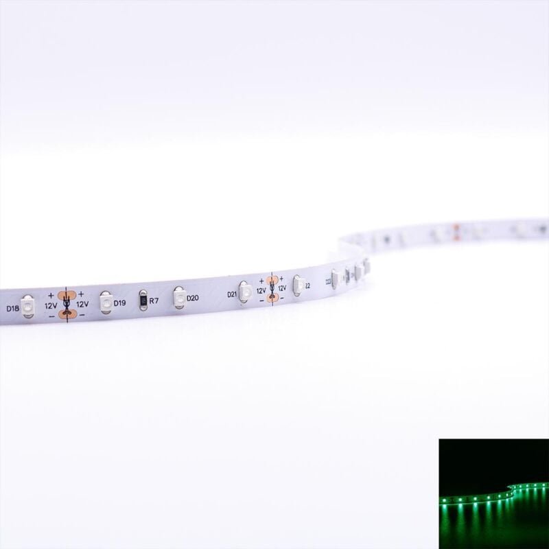 Strip 12V LED Streifen 5M 4,8W/m 60LED/m 8mm - Lichtfarbe: Grün - Schutzart: IP20